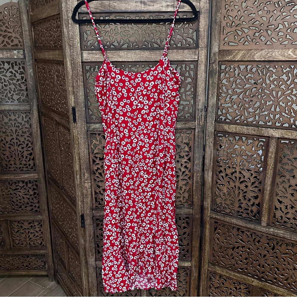Reformation Red Floral Midi Slip Dress - Picture 3 of 4